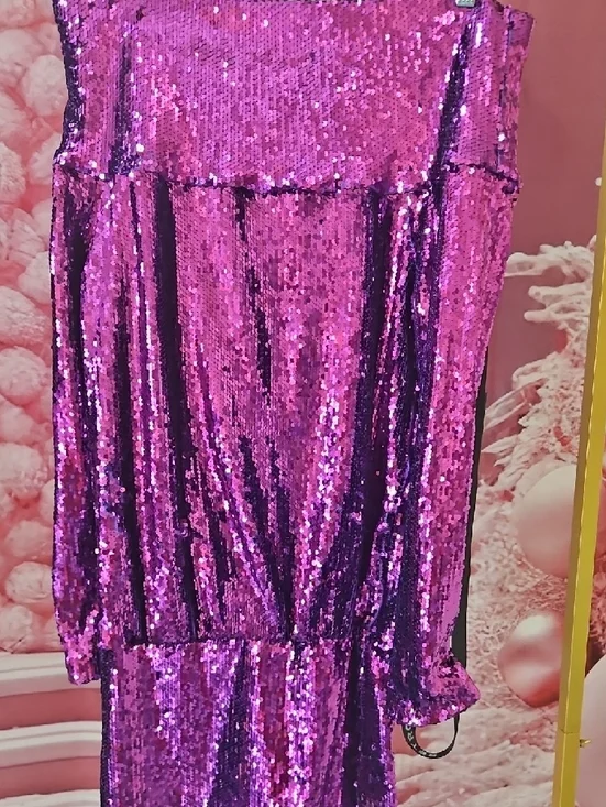 Retrofete Purple Sequin Mini Dress - Picture 3 of 11